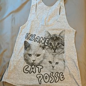 Adorable Insane Cat Posse grey tank